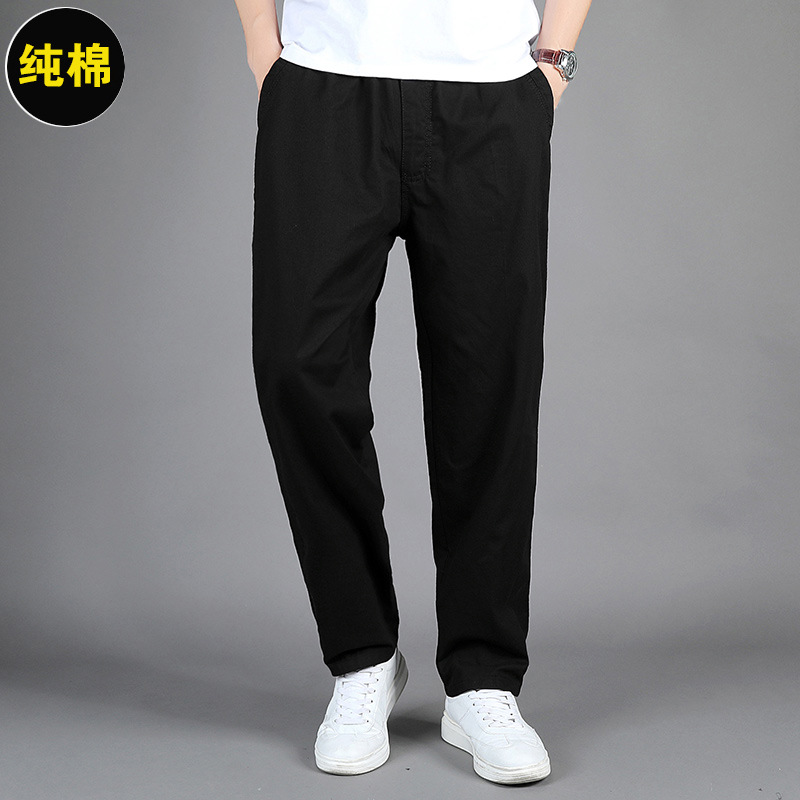 2025 nuevo estilo transfronterizo pantalones casuales de algodón pantalones rectos sueltos para hombres pantalones de papá de mediana edad monos pantalones elásticos
