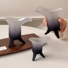 磨砂渐变黑帝王杯创意仿古爵杯家用复古秦始皇奶茶杯古代三足杯子