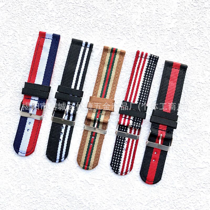 Casual Canvas Strap for Samsung Nylon Striped Cloth Ring Fashion Breathable applewatch Braided Watch Strap