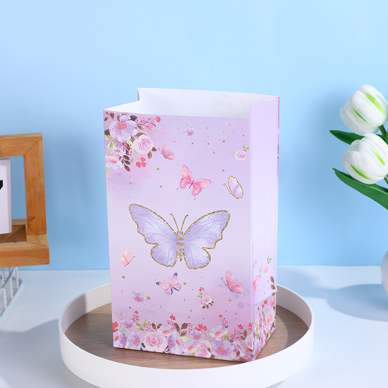 Rosa mariposa impresa bolsa de papel de regalo romántico creativo regalo de vacaciones bolso de embalaje de regalo rectangular image 8