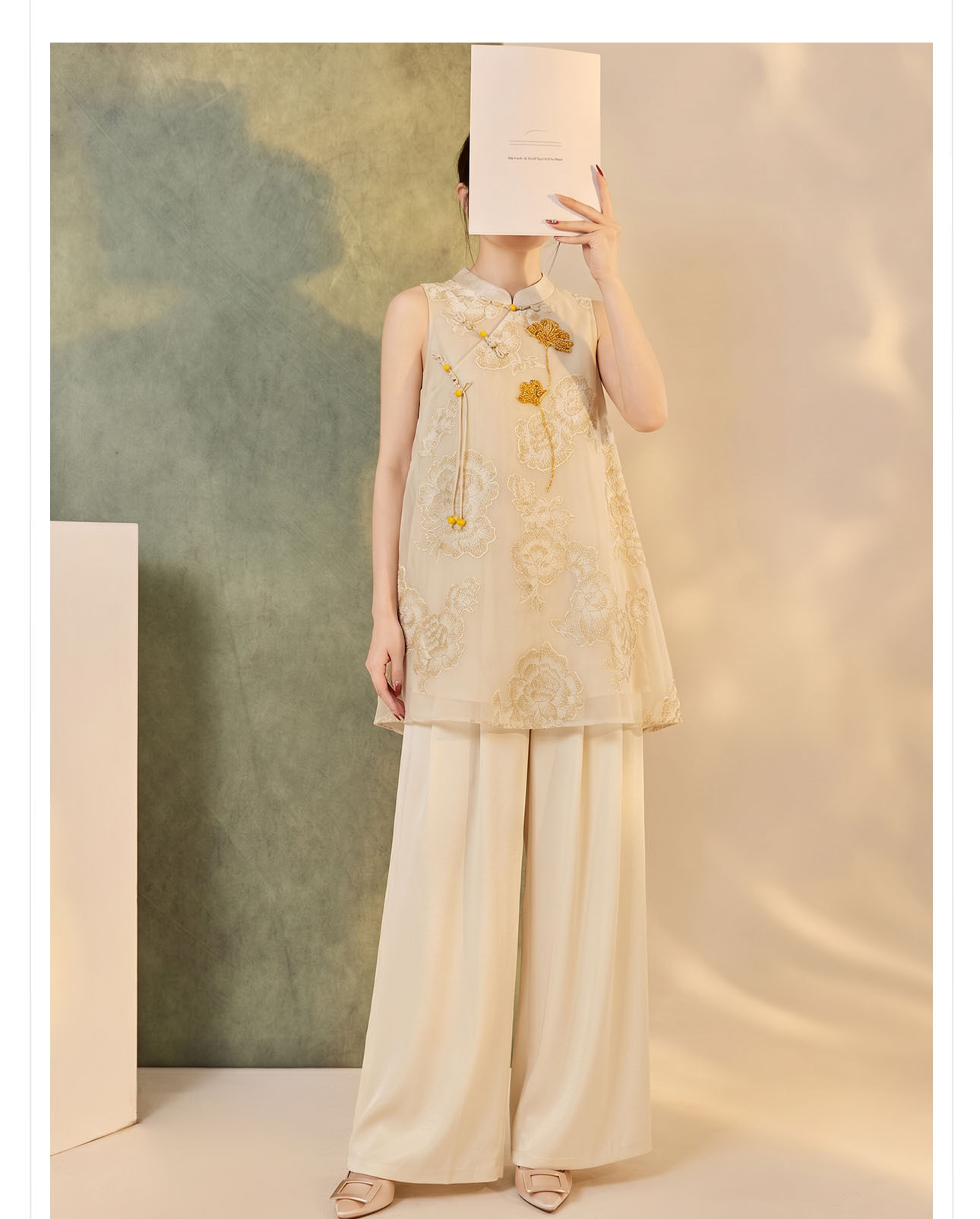 Đầm vest nữ retro chất jacquard cài snap — nghệ chi tiết 6