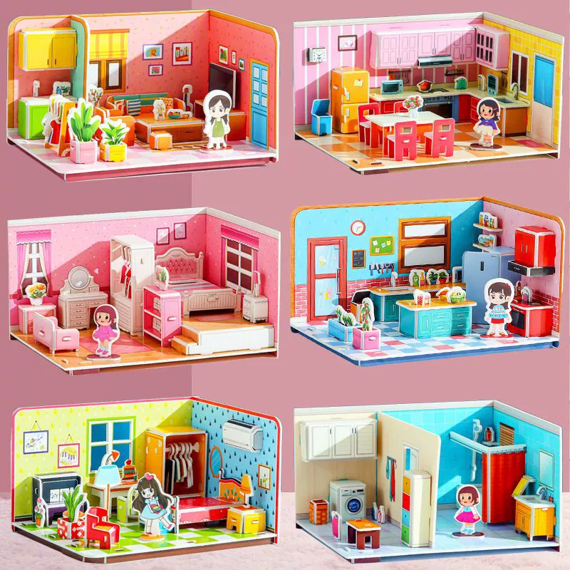 3D головоломка-пазл, хатка, конструктор, дом для спальни, игрушка, в 3D формате, дом своими руками, мозговой штурм