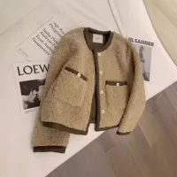 Деми-сезонная бархатная куртка, в стиле Chanel, свободный крой, утеплённая — S–XXL (беж, кофе)