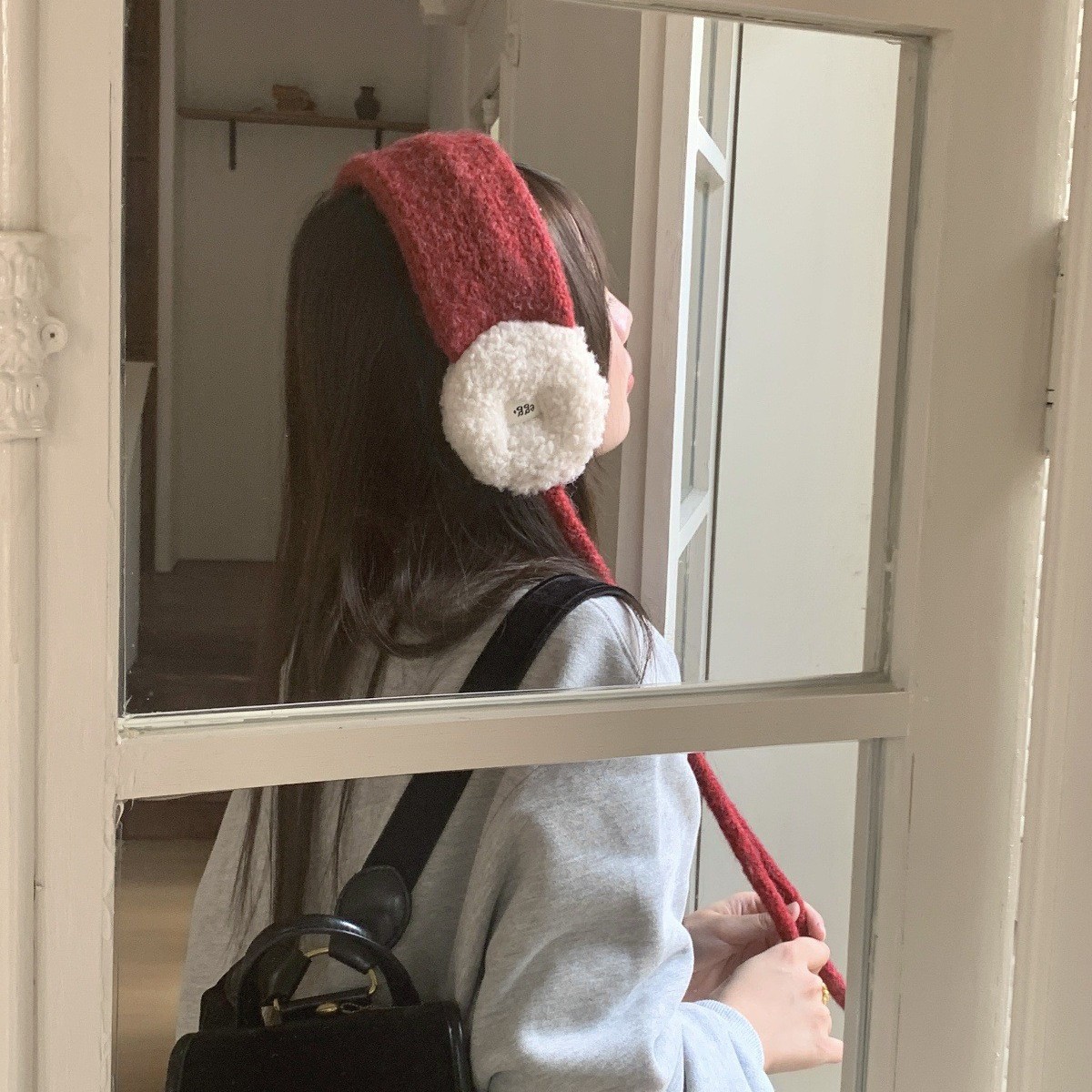 复古时髦ins风针织耳罩防寒保暖绑带耳捂子简约百搭头戴式耳套女