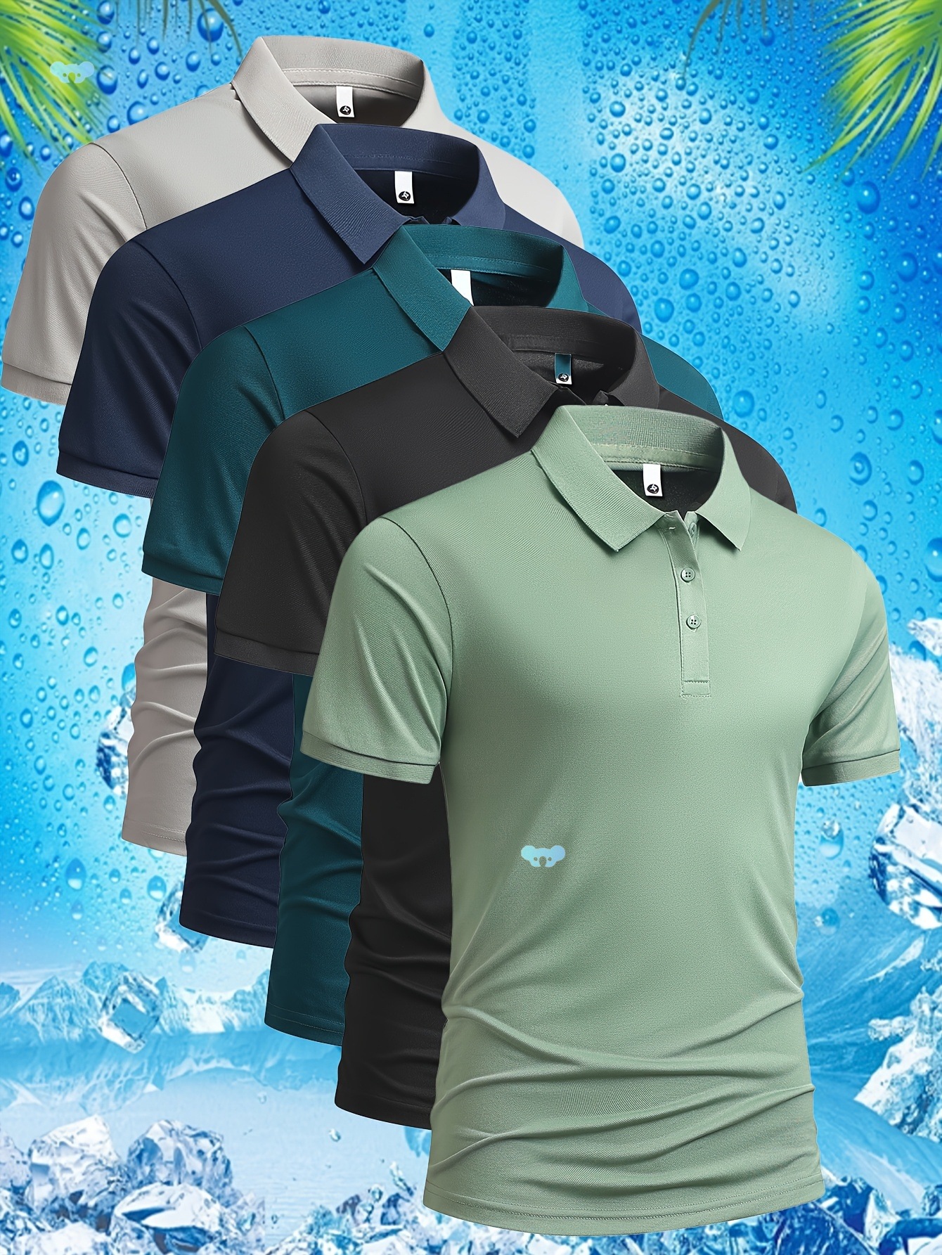 1Pc Men's Golf Polo Shirt Polyester Knit Fabric Men's Golf Shirt
