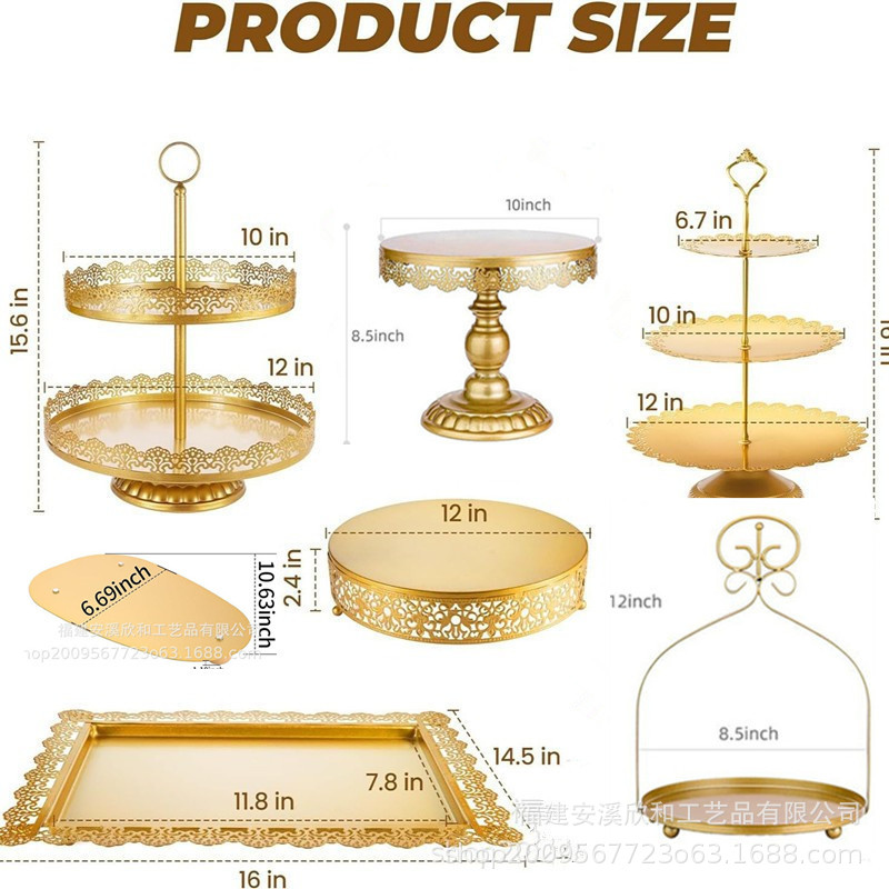 Estante de pastel de boda de hierro forjado, estante de exhibición de pastel de escuela secundaria baja, mesa de postres de boda, bandeja de pastel de props, conjunto de estante de pastel