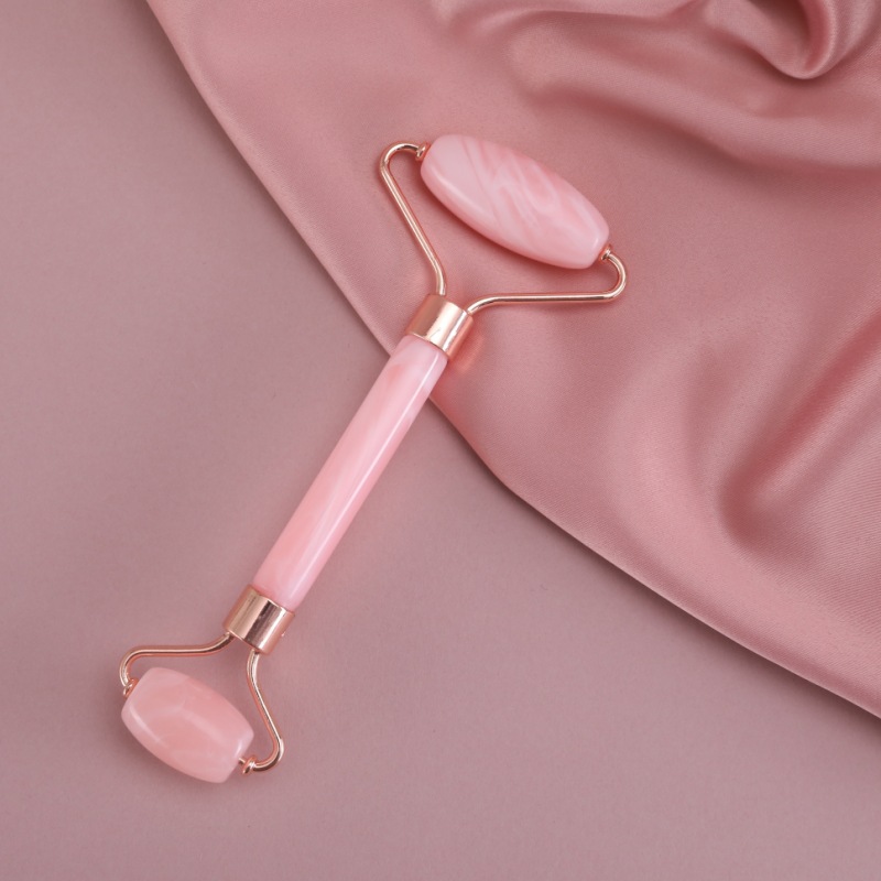 Rodillo de cristal rosa masajeador facial de dos colores palo de belleza de jade cara de empuje de doble cabeza, acupuntura de ojos, afeitado en forma de corazón image 9