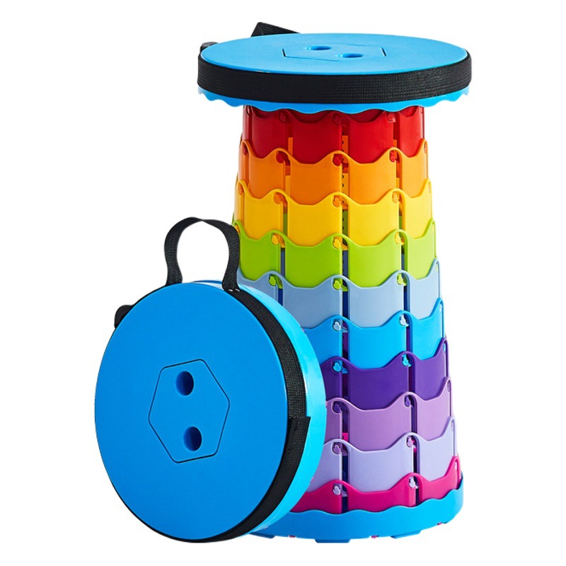 Taburete plegable retráctil de arco iris familiar engrosado de viaje, tren de alta velocidad, taburete retráctil portátil