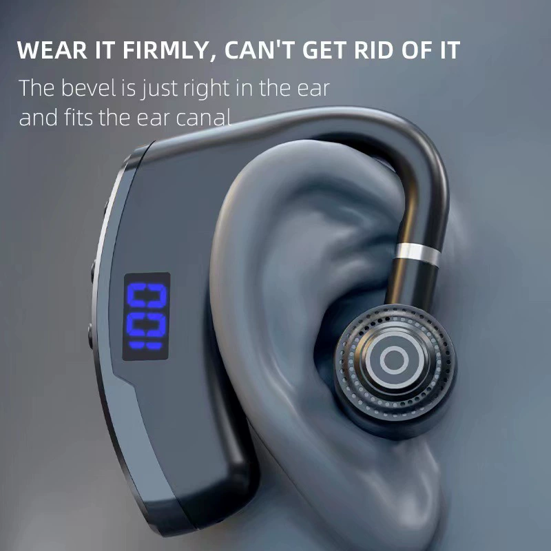 Bluetooth Headset V9 single-ear hanging-ear, Bluetooth 5.2, LED battery display, long standby