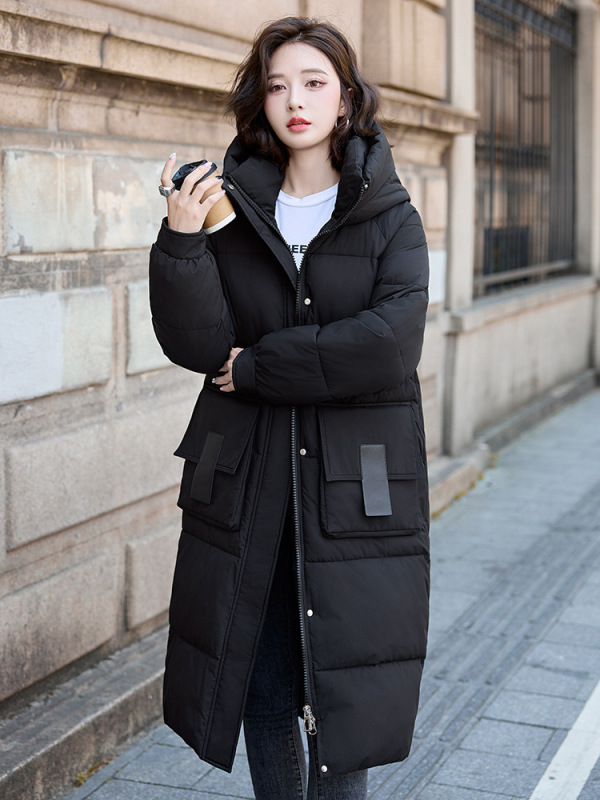 冬季羽绒棉服女新款加厚韩版宽松外套中长款棉衣时尚连帽过膝棉袄|undefined