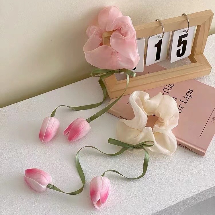 A principios de primavera flores exquisitas lingüetas anillo de cabello chicas salen 2024 nuevo tocado de cabello de correa de cabello