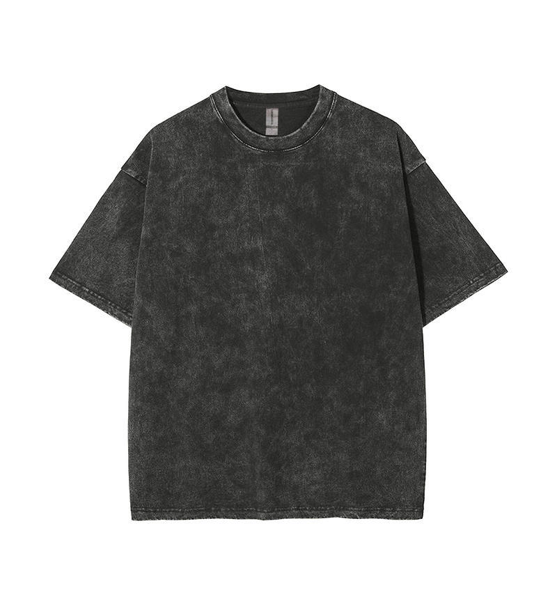 Transfronterizo europeo y americano pesado copo de nieve frito algodón retro lavado y viejo OVERSIZE camiseta de manga corta personalizada de marca de moda de bricolaje