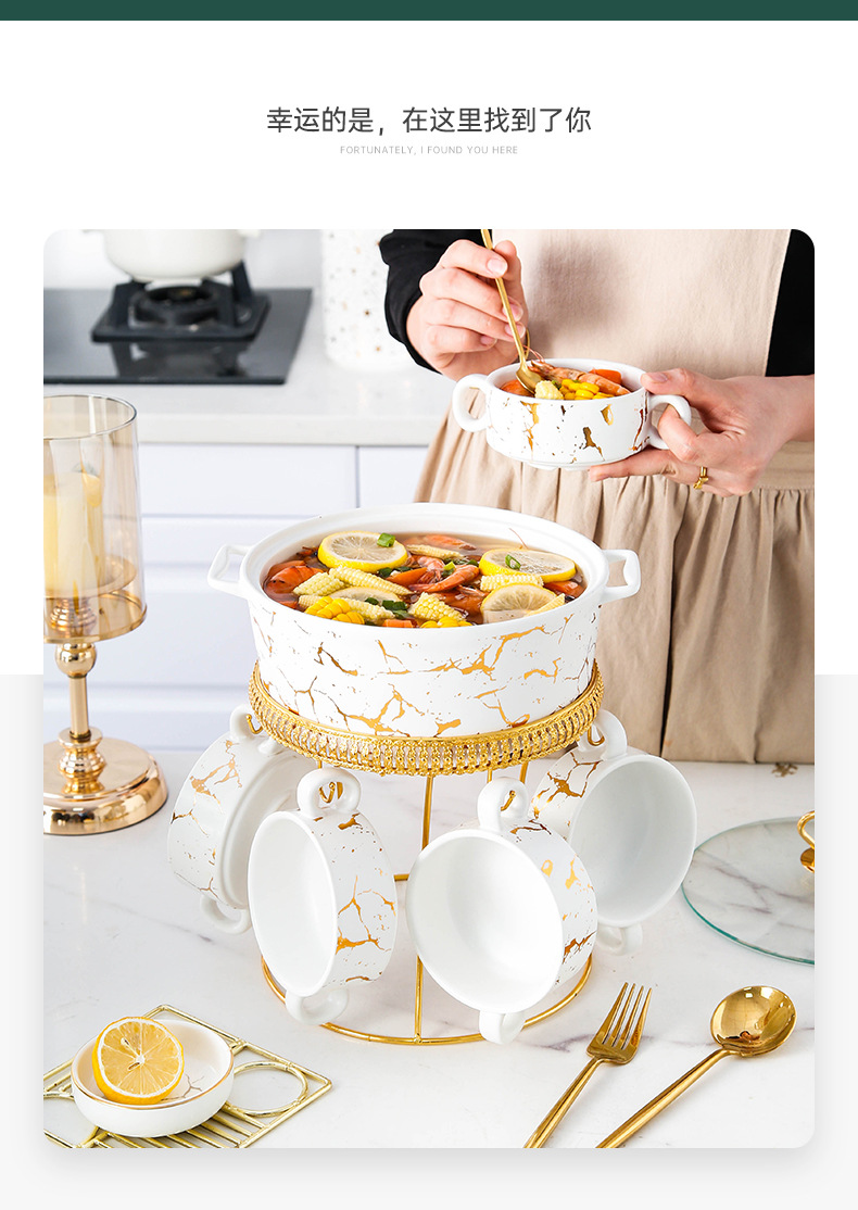 大理石汤锅带小碗（铁架）_11
