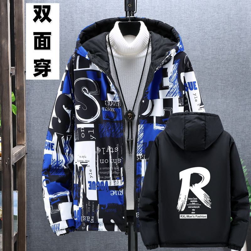 [30.00 kg-125.00 kg wear] autumn coat men's double-sided wear trendy handsome student spring and autumn jacket boys outer jacket