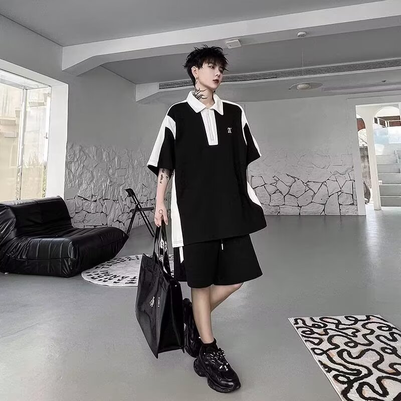 Camisa menos ropa traje de ropa deportiva verano para hombres camiseta de manga corta jersey de baloncesto pantalones cortos casuales de dos piezas tendencia coreana