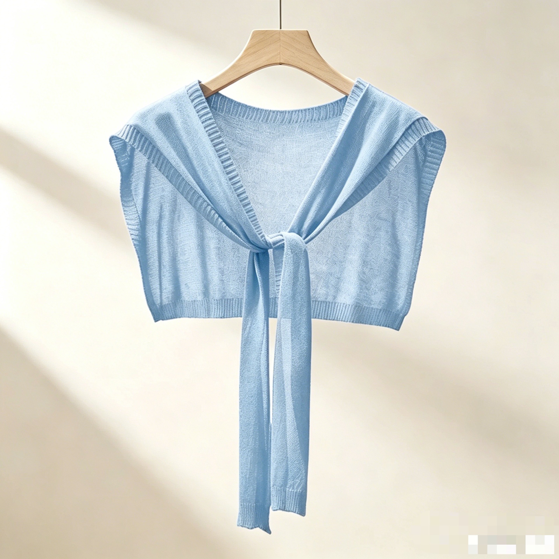 Summer Sun Protection Collar Shawl, Ice Silk Knitted Versatile Knotted Scarf for Women, Spring and Autumn Neck Protection Thin 02