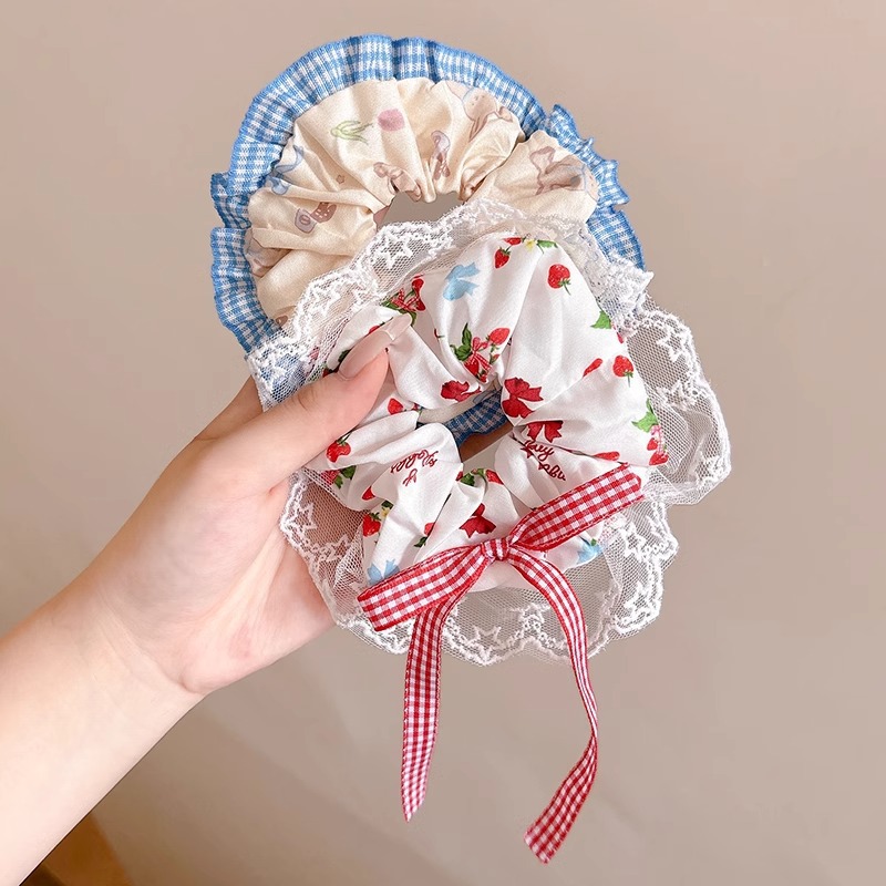 Niños super仙es encaje borde anillo de cabello 2025 nuevo estilo de alta calidad sensación de cabello de cordón de goma de alta elasticidad tocado duradero