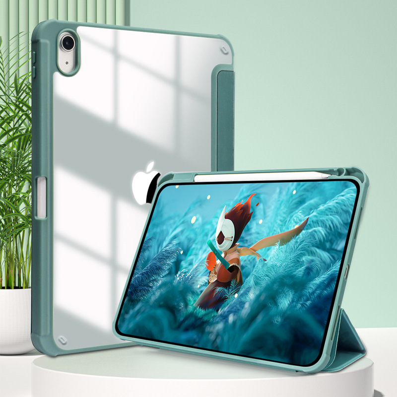 IPad保護カバー2025pad11アクリル三つ折りペン溝皮カバーpro13新型air5保護ケース|undefined