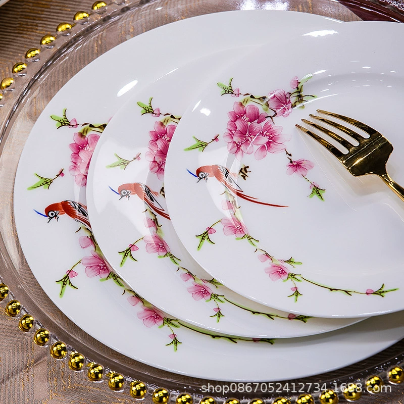 Ceramic tableware set, Chinese style, peach blossom pattern, gift sets 18–60 pcs