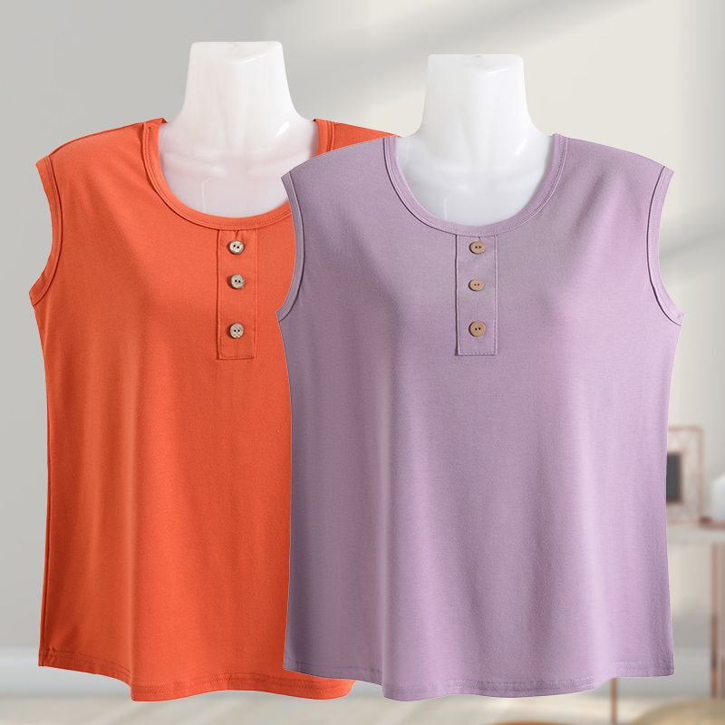 Modal Vest for Middle-Aged and Elderly Women, Summer Wide-Shoulder Loose Sleeveless T-Shirt, Plus-Size Undershirt