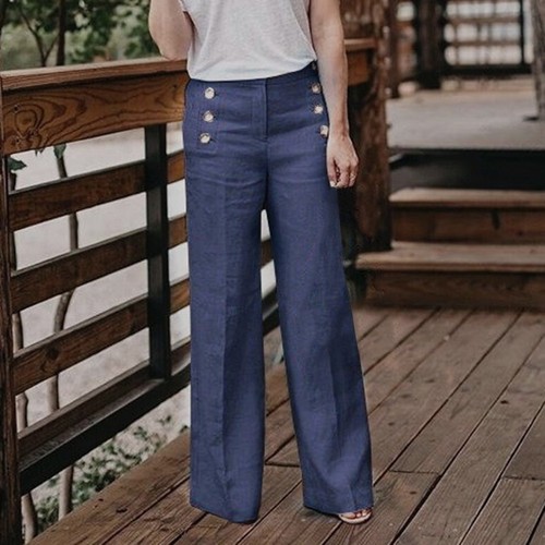 Plus Size 3XL Summer Linen Women Wide Legs Pants Trousers