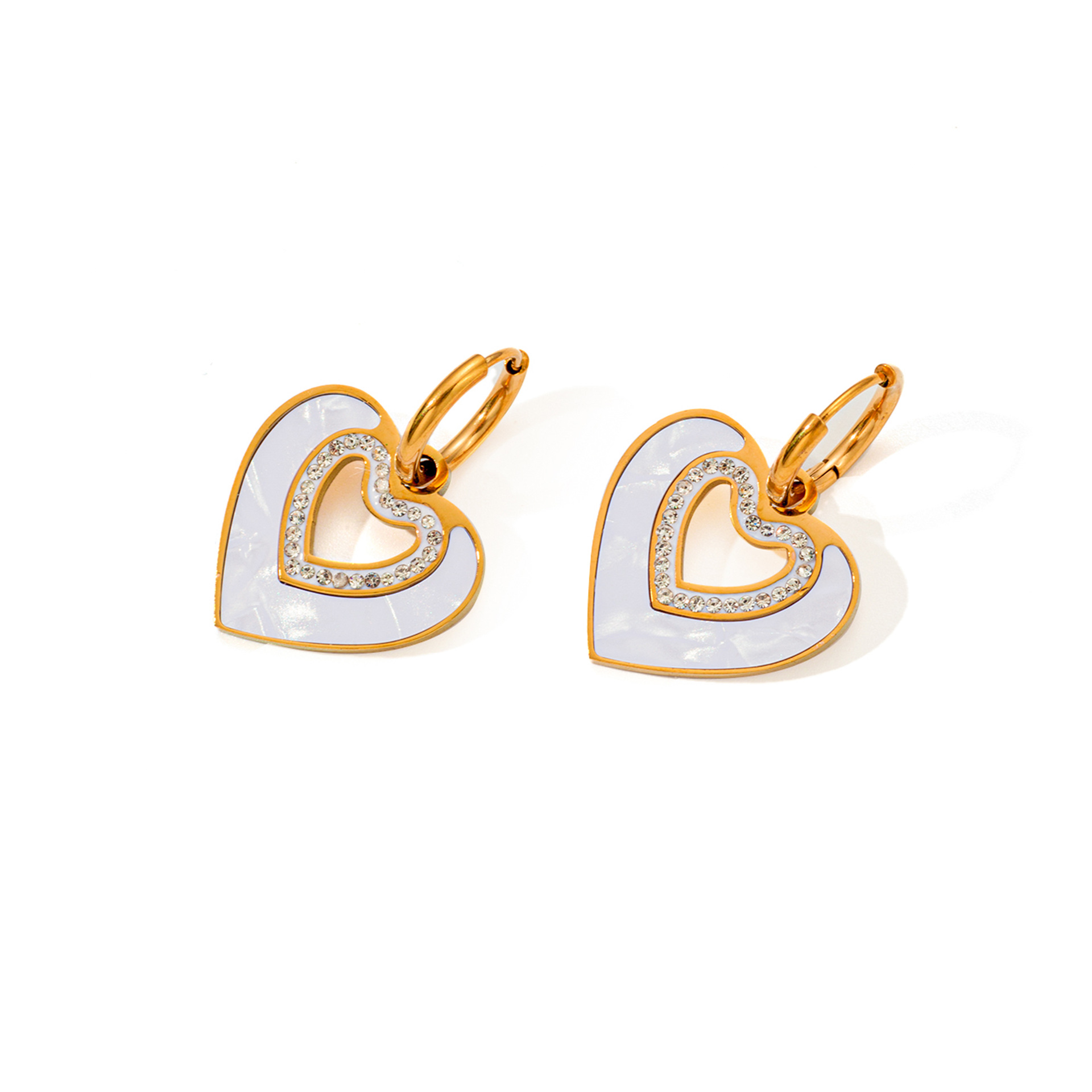8g Weight 0.03µm Gold Plating Thickness Electroplated Gold Plating Process Golden Plated Plating Material Zircon Inlay Material Jewelry Set Classification cable chain Chain Type 1 Set Quantity Casual Occasion 201 Stainless Steel Material Heart Shape Pattern Women's Gender Basic Style Plating Craft Wholesale Jewelry Basic Heart Shape Titanium Steel Zircon Plating Jewelry Set 20