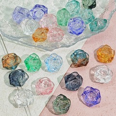 卸売り瑠璃ツバキの花の横穴のガラスのバラの花の隔珠diy手作りのブレスレットのネックレスの材料の部品