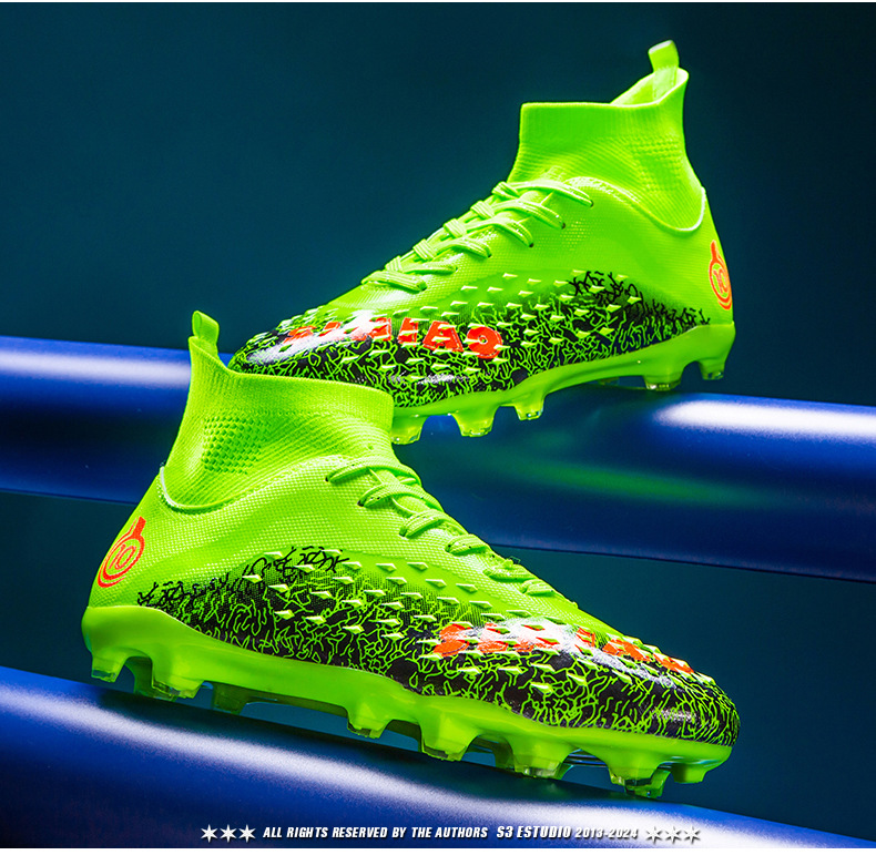 Botas de fútbol AG Long para hombre, para estudiantes, adultos, para exteriores, césped, competición, entrenamiento, con clavos rotos_voghion.com