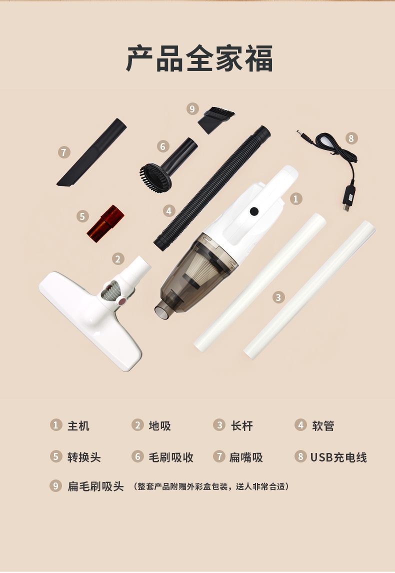 Cross-Border Car Vacuum Cleaner New Small Household Dust Collector Large Suction Cleaning Machine Wireless Handheld Vacuum Cleaner