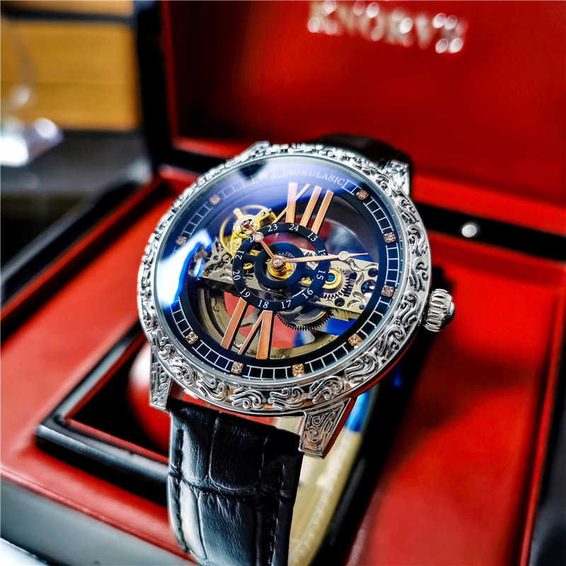 Ogulas AOKULASIC reloj mecánico automático para hombre reloj de doble cara hueco tallado impreso 2120 Star Yao