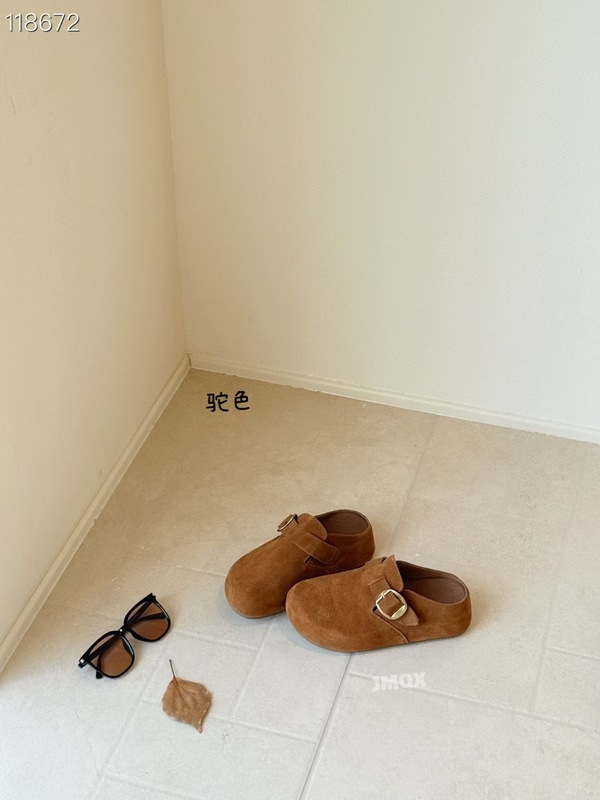 滨莉复古厚底包头半拖女25秋季新款真皮勃肯拖鞋一脚蹬懒人女拖鞋|undefined