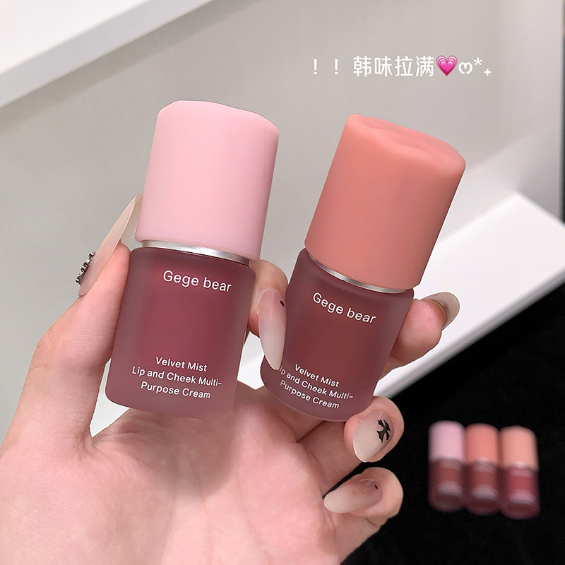Gege Bear Velvet Spray, crema multipropósito para los labios y mejillas, blush mate, color, sombra de ojos, crema labial multipropósito