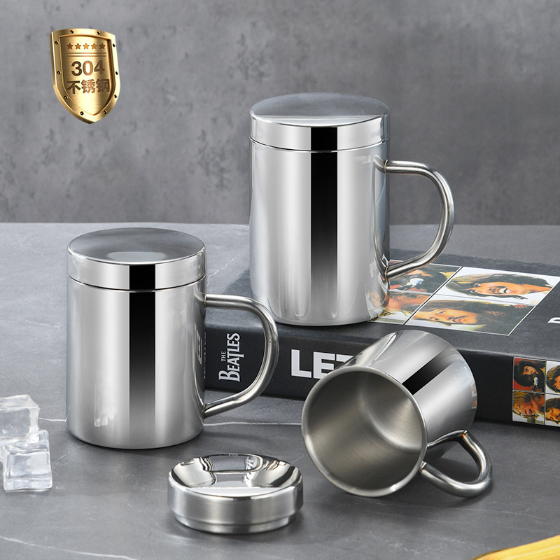 304不锈钢7cm口杯双层隔热幼儿童水杯可消毒柜马克杯咖啡杯礼品