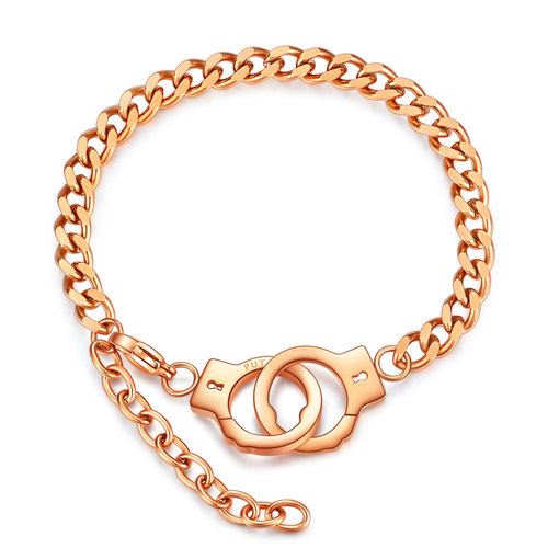 European and American ins titanium steel simple fashion handcuffs necklace set interlocking stainless steel couple bracelet gift for women