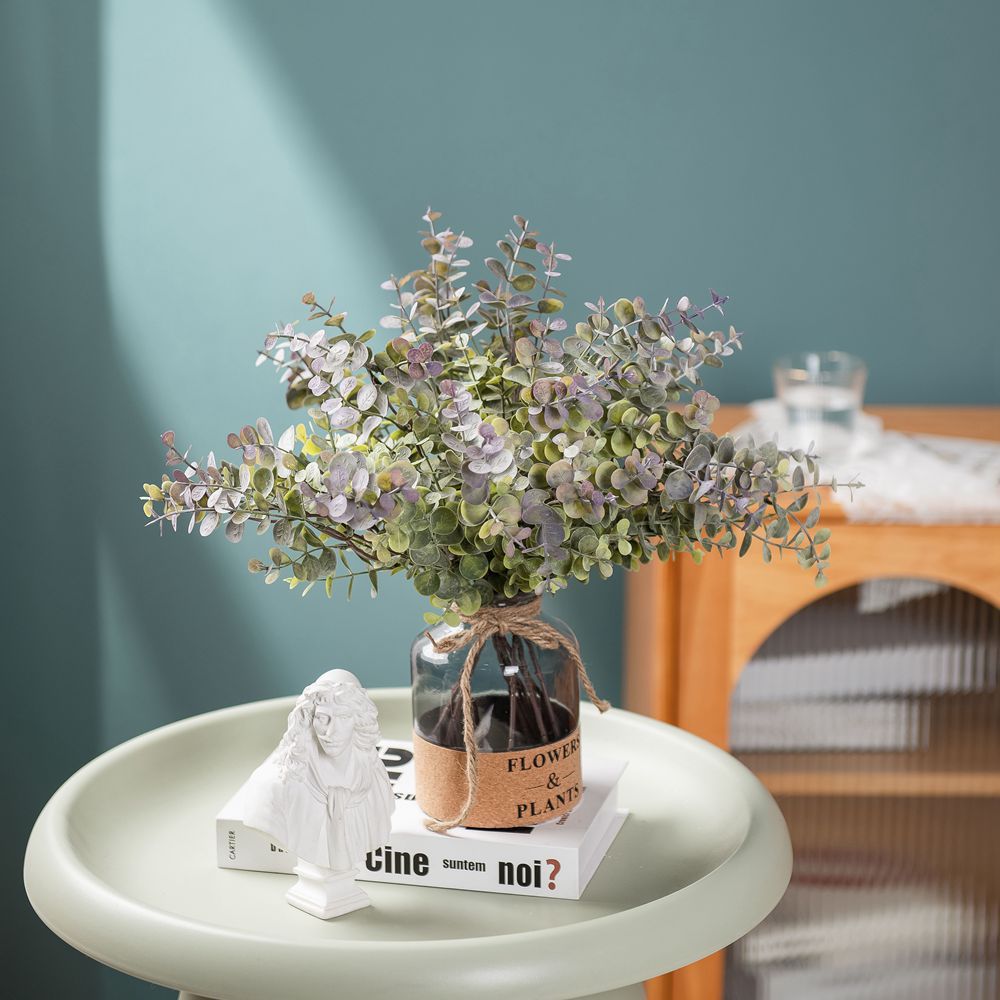 批發婚慶金錢葉尤加利束假花廠家家居裝飾跨境INS風仿真花MW04401