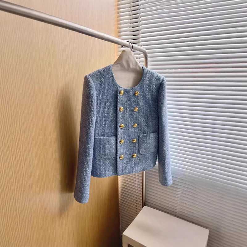 Chanel-Style Jacket for Women, Slimming, Spring Blue High-End Blazer, French Tweed, Loose and Chic Short Coat for Spring Chanel-Style Jacket for Women, Slimming, Spring Blue High-End Blazer, French Tweed, Loose and Chic Short Coat for Spring