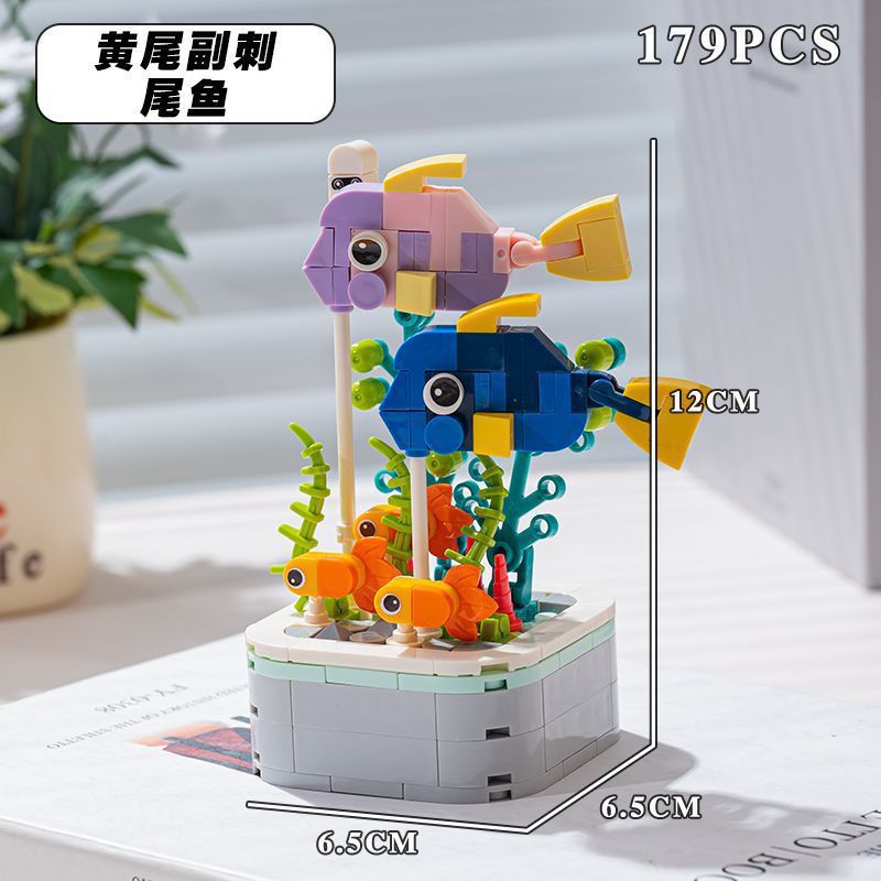 Compatible con Lego Ocean Animal Shark Pez payaso Muñeca de dibujos animados Bloque de construcción de juguete Regalo del día de los niños