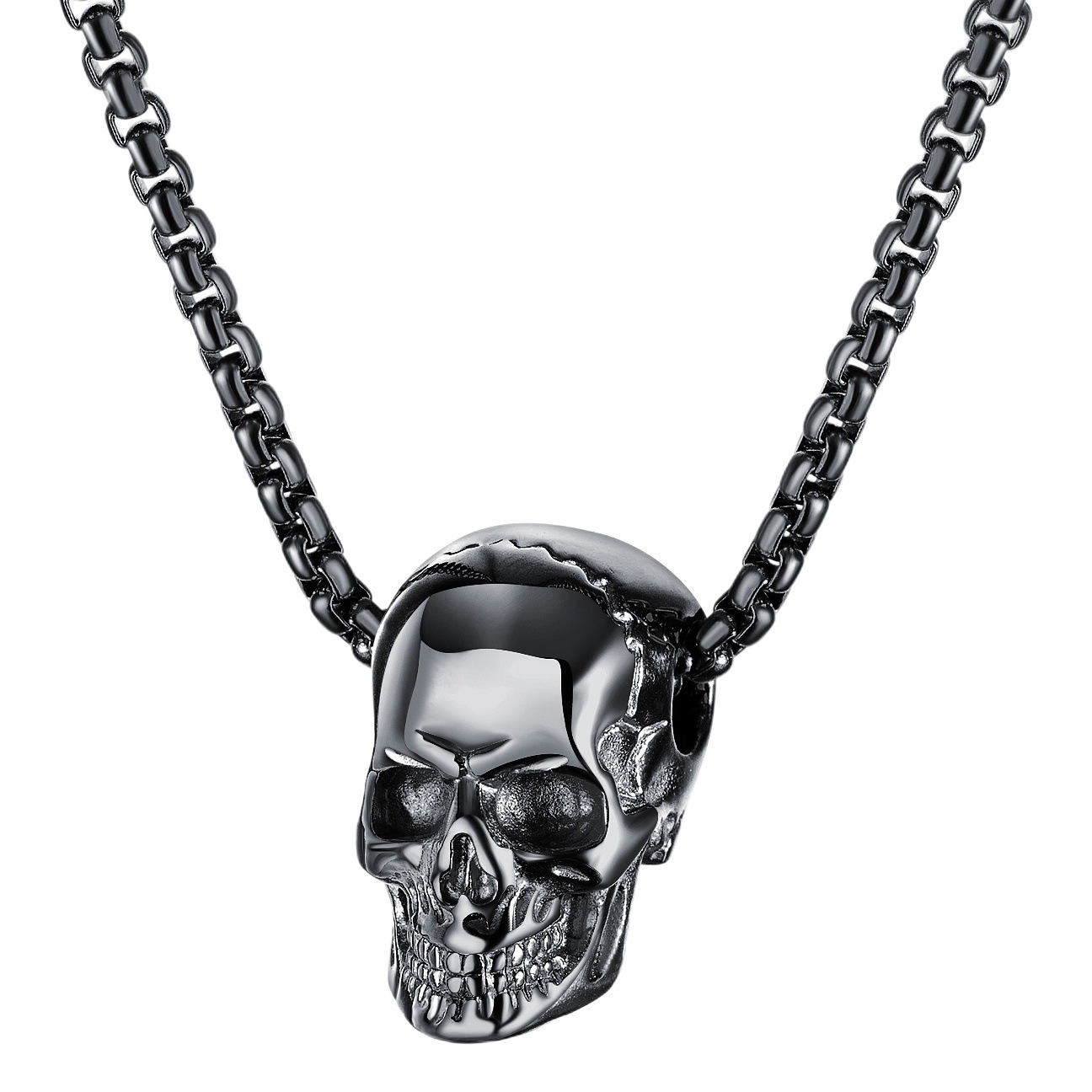 Europa y América de acero inoxidable punk colgante joyería personalidad titanio acero cráneo hombres collar hip hop Retro Accesorios