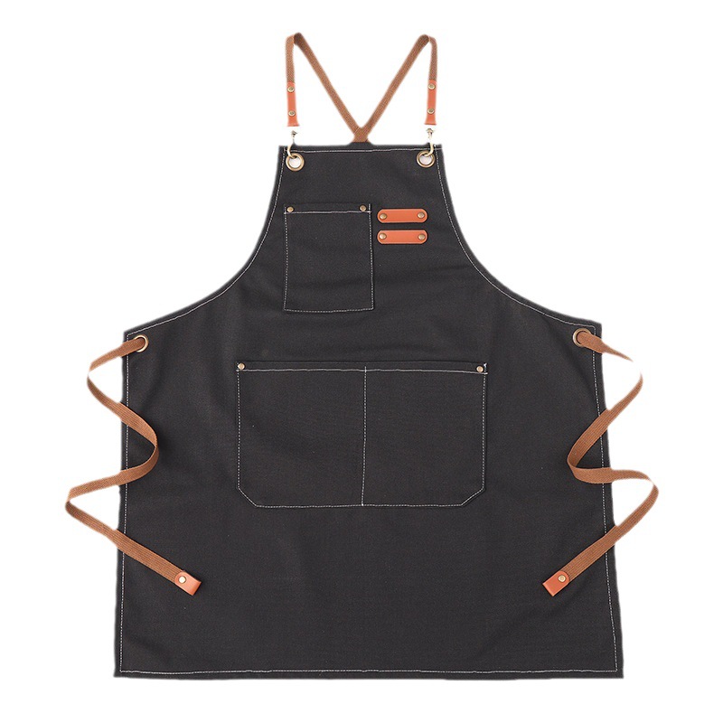 Delantal de lona espeso, logotipo publicitario femenino, patrón de impresión de café, ropa de manicura, cintura masculina, anti-incrustante y resistente al desgaste