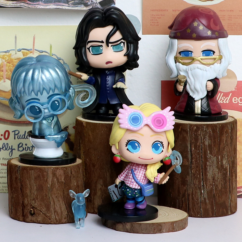 Nuevos 6 adornos de mano de Harry Potter Harry Hermione Ron Car Cake Decoration Caja ciega Gacha Doll