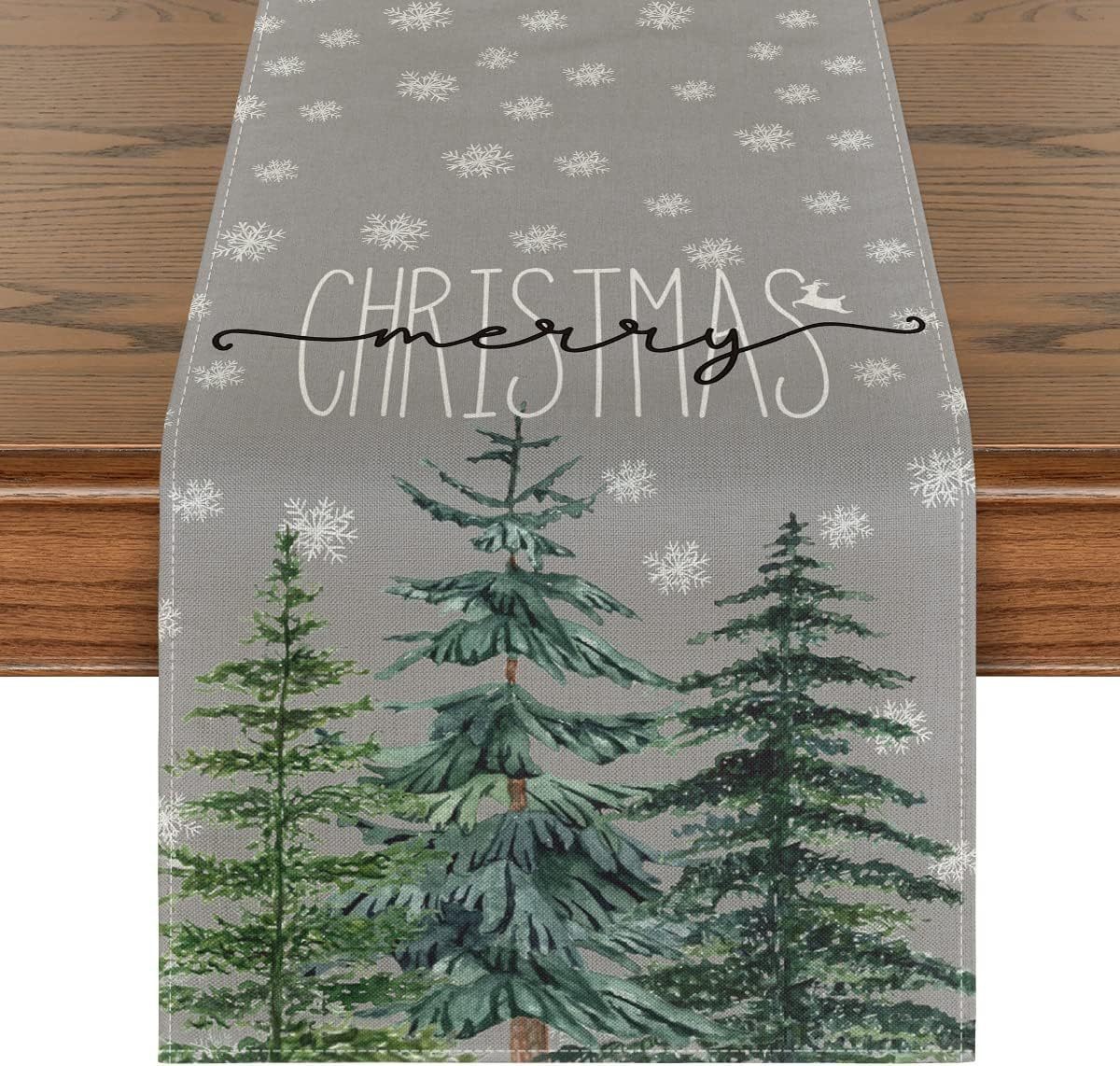 Transfronterizo TEMA DE Navidad de impresión corredor de mesa ambiente de vacaciones decoración árbol de Navidad muñeco de nieve patrón de tela de mesa al por mayor image 18