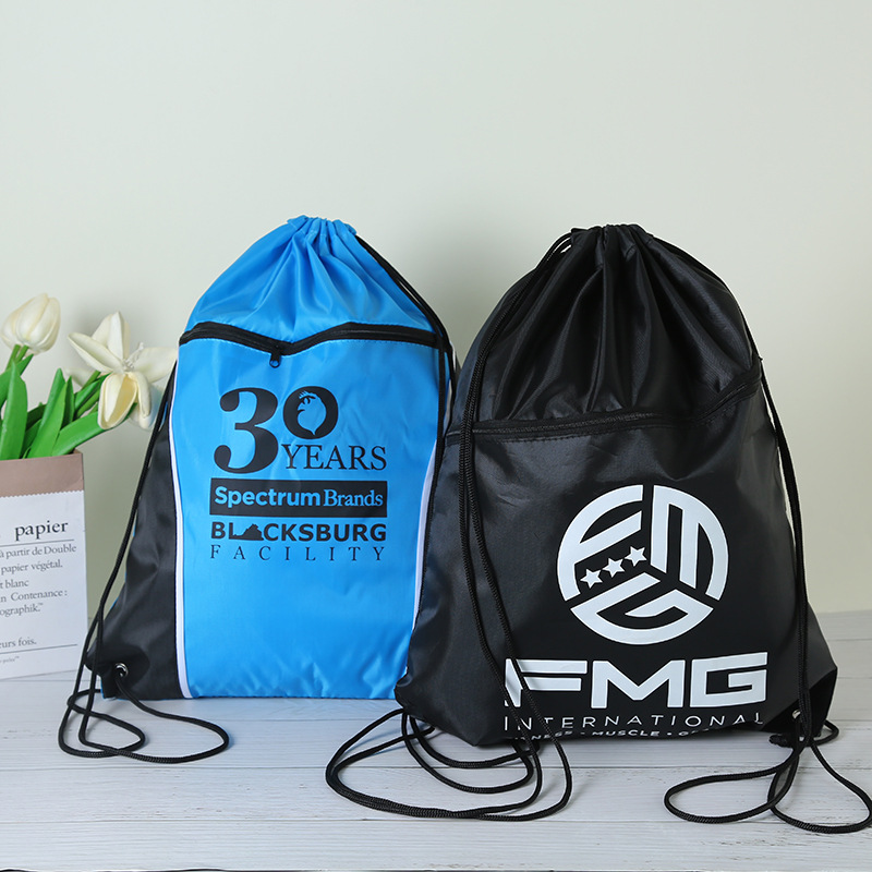 可印字logo涤纶布袋束口袋防水抽绳双肩背包赛事马拉松运动包批发