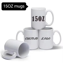 15oz大容量马克杯陶瓷咖啡杯热转印空白炻瓷定 制广告logo水杯