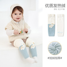 宝宝长筒袜冬季加绒加厚新生儿换尿不湿保暖护膝爬行婴儿护腿袜套