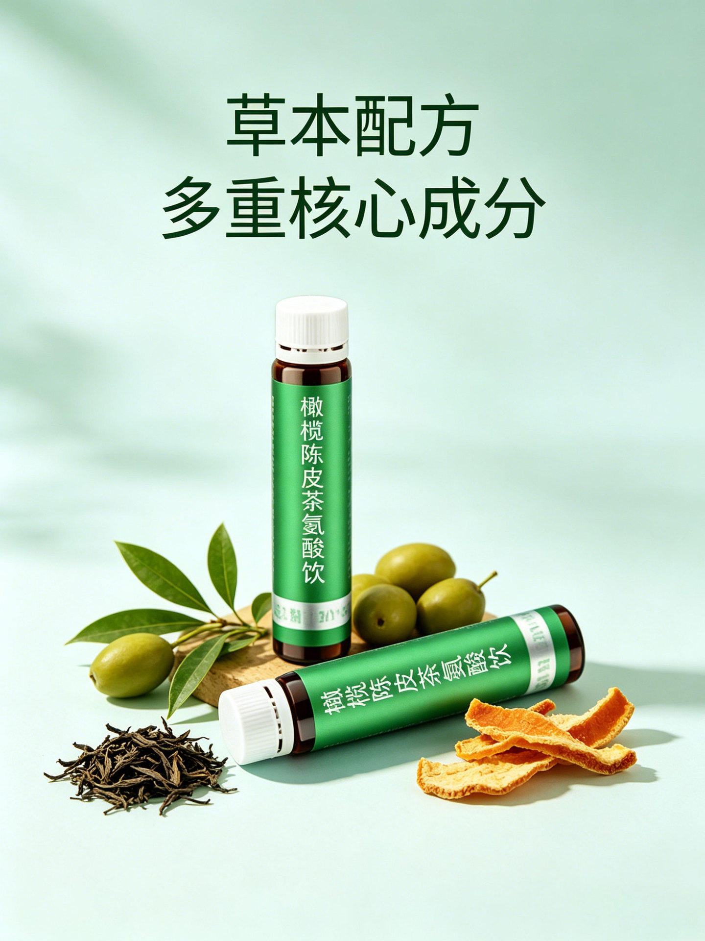 Olive & Aged Tangerine Peel Theanine Drink (橄榄陈皮茶氨酸饮) — Fermented Botanical Beverage with Chinese Yam & Poria key features