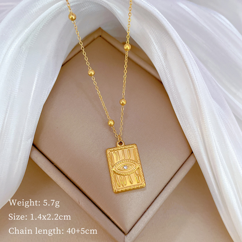 Minimalist Devil's Eye Necklace In Real Gold For Women_voghion.com