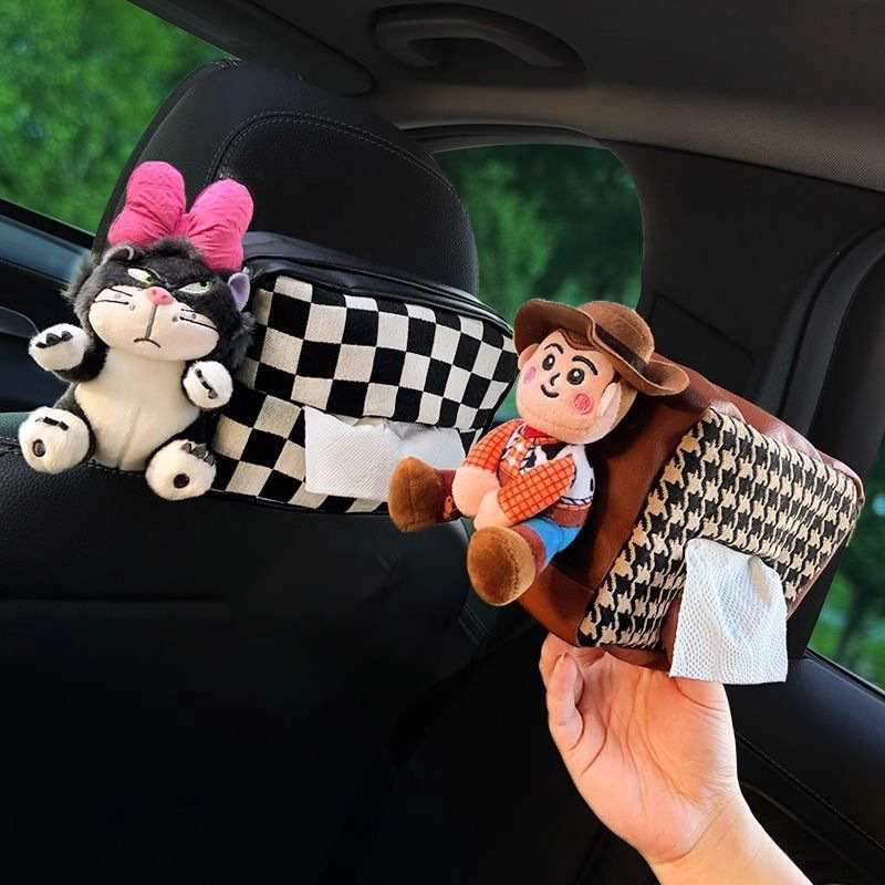Nuevo Lucifer gato coche caja de toallas para tirar lindo reposabrazos decoración interior del automóvil caja de extracción colgante para automóviles