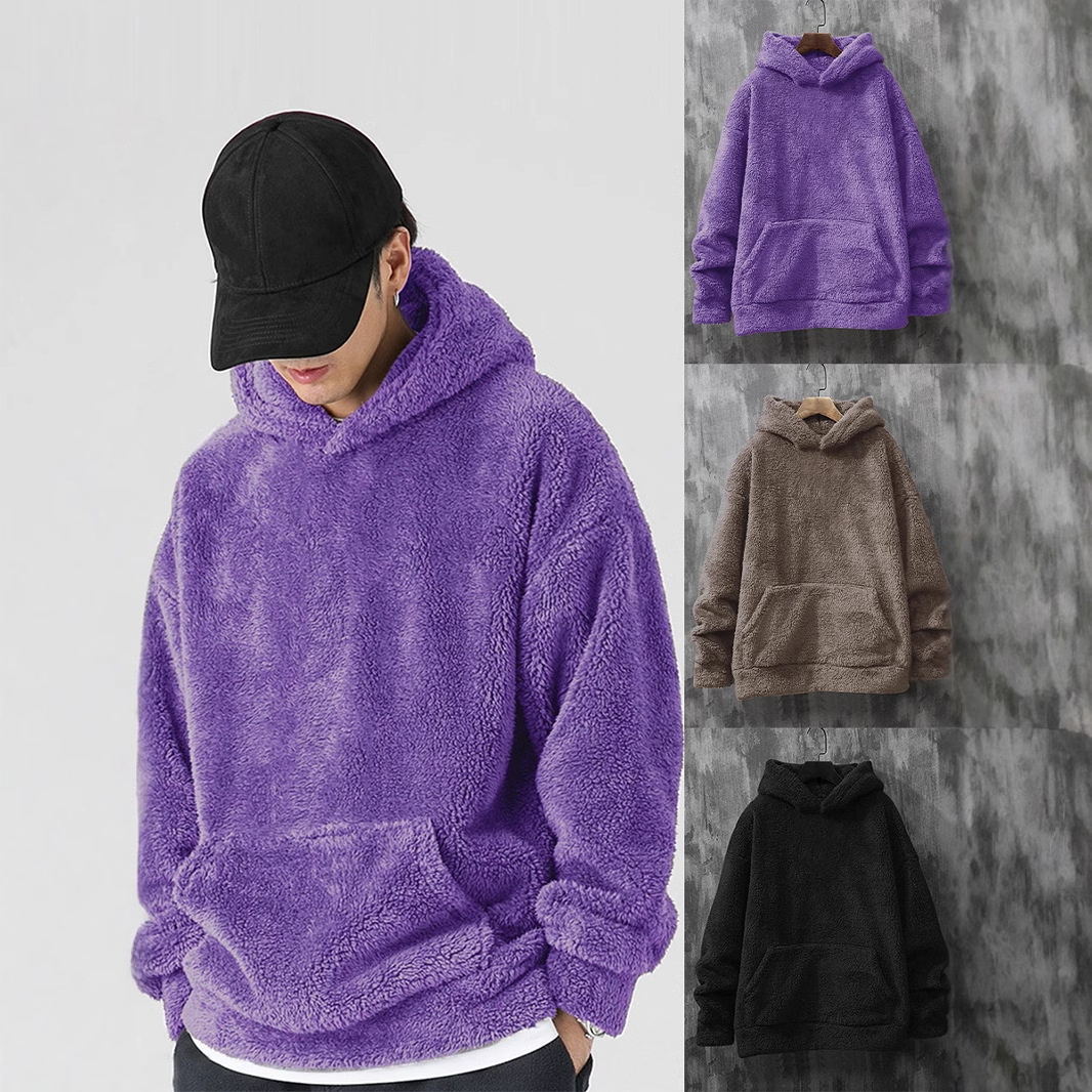 Herren-Cordpullover mit langen Ärmeln und Rundhalsausschnitt – Plüsch-Fleecepullover für den Winter (100 % Polyester, knitteriges Ärmeldesign, 5 Farben, gerade Passform)_voghion.com