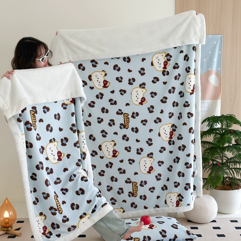 Новое Cartoon Milk Velvet Lamb Velvet Blanket Autumn and Winter Thickened Nap Blanket Office Lunch Break Air Conditioning Velvet Blanket Cover