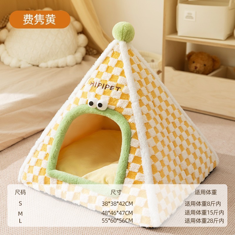 秋冬新款暖暖空间蒙古帐篷保暖封闭窝中小型犬猫窝狗窝窝垫泰迪|undefined